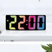 AnnuoYi Digital Alarm Clock, Color Digital Clock,Electronic Desktop Clock with Temperature Display,Voice Control Electronic Desktop Clock, for Bedroom, Living Room