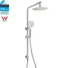 KYLINS Brushed Nickel 8'' Round Rain Head 3 Mode Handheld Slide Rail Twin Shower