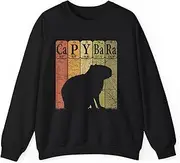 [X.Style] Retro Capybara Lover Gift Periodic Table Chemistry Design Sweatshirt for Adults Crew Neck Long Sleeve Pullover Black XL
