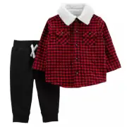 New Carter's Buffalo Check Shirt with Fleece Pant Set of 2 Size 12 Month