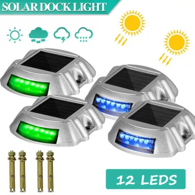 2/4x Solar Driveway Lights Deck Pathway Lights Solar Dock LED Light Safety Light