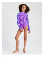 [Tilii] Recycled Long Sleeve Tie Front Rashvest and Brief Set in Purple
