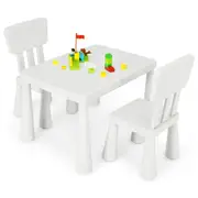 Giantex Kids Table and 2 Chairs Set Children Play Table for Eating Drawing Writing and Craft Kids Furniture Set,White