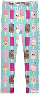 [Joisal] Cute Ice Cream Light Blue Girls Leggings, Suitable for Yoga Pants Kids, Girl Legging, 4t Girls Leggings
