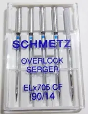 5 SCHMETZ NEEDLES OVERLOCK SERGER ELX705-CF #14 CHROME FINISH ELNA SERGER