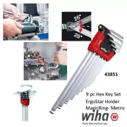 Wiha L Key Set Hexaxgonal 9 Piece Allen ErgoStar Holder Magic Ring Metric 43851