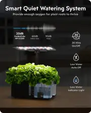 HYDROPONICS GROWING SYSTEM HERB GARDEN INDOOR LED LIGHT QUIET SMART PUMP AUTO...