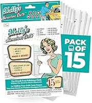 Molly's Marvelous Cloth, Streak-Free, Lint-Free Microfiber Cleaning Cloth, Polishing Cloth for Glass, Stainless Steel, Use for Kitchen, Bath, Cars, Detailing, Reusable (15pk, White)