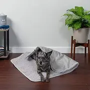 Furhaven Waterproof & Self-Warming Throw Blanket for Dogs & Indoor Cats, Washable & Reflects Body Heat - Terry & Sherpa Dog Blanket - Silver Gray, Medium