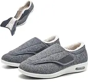 bumuam Men's Diabetic Shoes Wide Width Shoes,Men Warm Slip-on Diabetic Shoes Boots with Adjustable Closures, for Swollen Feet