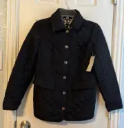 Chico's Black Quilted Snap Front Jacket with Front Pockets Size 00(0/2) NWT