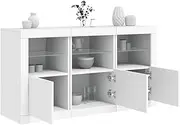 Modern Sideboard Cabinet with RGB LED Lights, Ample Storage for Living Room, Hallway, Kitchen Decor