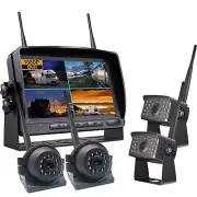 Digital Wireless 7" Quad DVR Monitor 4x Backup Reversing Cameras 12V 24V Caravan