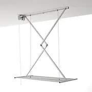 Foxydry Mini, Ceiling Mounted Pulley Clothes Airer, Ceiling Clothes Drying Rack, Vertical Folding Laundry Drying Rack 128x54x25 cm (120, Grey)