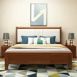 雙人床 實木床帶軟包 現代簡約 1.5米 單人兒童床主臥雙人床 1.8中式儲物婚床