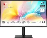 MSI Modern MD272XP 27" Eye Care USB-C 65W PD Height Adjustable Business Monitor, FHD 1920x1080, IPS, Frameless, 100Hz, 1ms, HDMI, DP Port, Speakers, VESA, Black, 3 Year Warranty