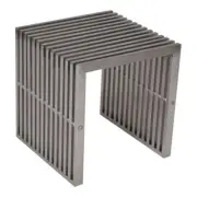 Pangea Home Lux 17" Modern Brushed Steel Metal Stool in Silver