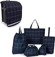 COLORFUL CANDY STYLE NU100900 School Entrance School Entrance 6-Piece Set, Lesson Bag, Shoe Case, Drawstring Bag, Gymnastics Clothing Bag, Lunch Bag, Cup Bag, Small Storage, School Bag Cover, Tartan,