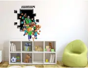 3D Gaming Wall Art Stickers MINE Home Decor Decals PVC Kids Room Game Poster D