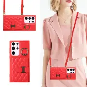 For Samsung S23 Ultra S22 S21 FE S20 Crossbody Wallet Ring Stand PU Leather Case