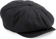 [ASVP Shop] Flat Cap with Peak 'Shelby' Baker Boy Newsboy Herringbone Cloth Cap Hat Black