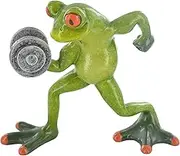 Comical Frog Weight Lifter Figurine, Home Decorative Accessories