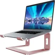 [SOUNDANCE] Aluminum Laptop Stand for Desk Compatible with Mac MacBook Pro Air Apple Notebook, Portable Holder Ergonomic Elevator Metal Riser for 10 to 15.6 inch PC Desktop Computer, LS1 Rose Gold