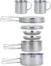 BeGrit Backpacking Camping Cookware Mini Picnic Camping Cooking Mess Kit with Pot and Pan Set for Hiking