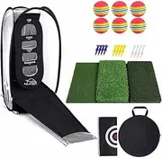 Golf Training Accessories Golf Practice Hitting Net Indoor Backyard 2 Target & Swing Training Aids with A Tri-Turf Mat and Carry Bag Golf Practice Net