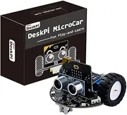 GeeekPi DeskPi MicroCar DIY Coding Smart Car for STEM Electric Projects, Graphical Makecode Coding Car Compatible with BBC Micro:Bit V2, Programmable Robot Car Kit with Tutorial (Without Micro:Bit)