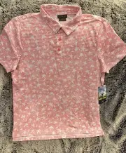 KYODAN | GOLF POLO | TEE TIME | PALM TREE PRINT | CORAL | MEN SIZE M. | NWT