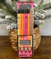 Blazing Writers 7 Pencils No 2 Empire Berol Made In USA Vintage Neon, Opened