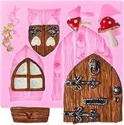 XMOLDNMS Enchanted Vintage Fairy Garden Fairy Gnome Home Window Door Silicone Fondant Mould for Sugar Cake Decorating Cupcake Topper Chocolate Gum Paste Candy Polymer Clay