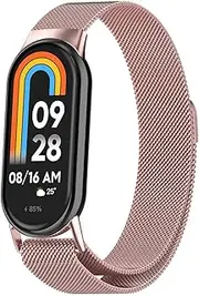 T Tersely Magnetic Band Compatible with Xiaomi Mi Band 9/8,Stainless Steel Metal Replacement Strap for Xiaomi Mi Band 9 NFC/8 NFC,Women and Men