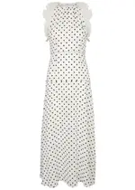 Alessandra Rich Polka-dot Silk Georgette Midi Dress - White And Black - 44 (UK12 / M) 44 (UK12 / M)