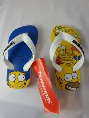 HAVAIANAS Flip-Flops 9 C Kids Simpsons White, All Original Brazilian - Free Ship
