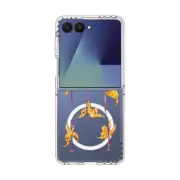 Galaxy Z Flip7 Clear Magnetic Case Sloth Pole Dancing Watercolor