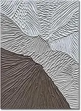 Slyart Large Khaki and White Abstract Vertical Wall Art 3D Modern Oil Paintings on Canvas Living Room Office Wall Decor Minimalist Art