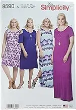 Simplicity 8590 Women's Sewing Pattern Knit Dresses, Size XL-2XL-3XL-4XL-5XL