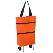 Folding Shopping Bag with Wheels 66lb Reusable Collapsible Grocery Cart Orange