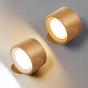 LED Wall Lights Battery Powered Wall Light Rechargeable Lamp, Picture Lights 3 Color Temperatures and Dimmable, 360° Rotation Magnetic Cordless for Bedroom - 2 Pack