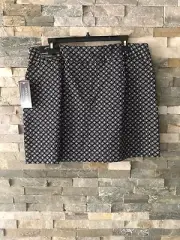 Attire Skort Black with White Clover Pattern Katherine Size 16 Golf Casual NWT