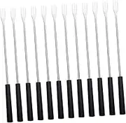 HOLIDYOYO 12Pcs Stainless Steel Chocolate Fondue Forks Household Kitchen Tools with Comfortable Handles for Fondue BBQ and Outdoor Use