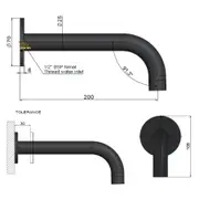 Meir Universal Round Curved Spout 200mm - Matte Black