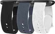 [VANCLE] Silicone Floral Engraved Bands Compatible with Fitbit Versa 2 Bands for Women Men, Soft Breathable Sport Replacement Wristbands for Fitbit Versa 2 / Fitbit Versa/Versa Lite/Versa SE