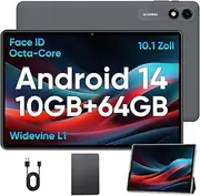 10.1 Inch Android Tablet 14 Tablets, 2024 Newest GMS Certified, Octa Core Tablet PC with Case, 10GB RAM 64GB ROM 1TB Expand, 8000mAh, Fast Charging, WiFi, BT5.0, FM, GPS