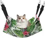 EdWal Tropical Leaves print Soft Sleeping Hammock Cat Hammock for Cage Hanging,Pet Hammock Bed Adjustable for Small Animals