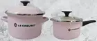New Le Creuset Stockpot & Saucepan Cookware Set Enamel on Steel Pink in Box