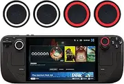 GIOPUEY Joystick Caps Compatible with Steam Deck OLED, Pack of 4 Silicone Thumb Grip Caps Protective Case Cover, Soft Non-Slip - Black/Red + Black/White