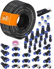 EilxMag 1/4" Air Line Tubing Kit, 100FT(30M) SAE J844 PA Nylon Air Hose Tubing with Cutter and Teflon Tape, 1/4" Air Hose with Push to Connect Fittings for Air Brake System Or Fluid Transfer(40PCS)